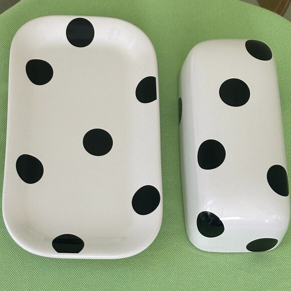 KATE SPADE DECO DOT COVERED BUTTER DISH:NWT DOTS - Picture 8 of 14